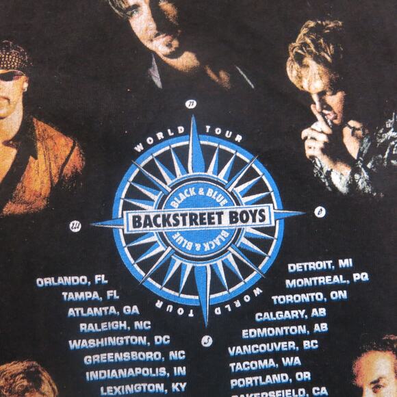 VINTAGE Y2K BACKSTREET BOYS Black Blue Tour Concert Shirt Black *see size notes - Picture 6 of 8